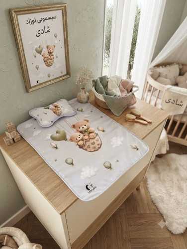 تشک تعویض مخمل نوزاد طرح خرس بالش دار ـسیسمونی نوزادی